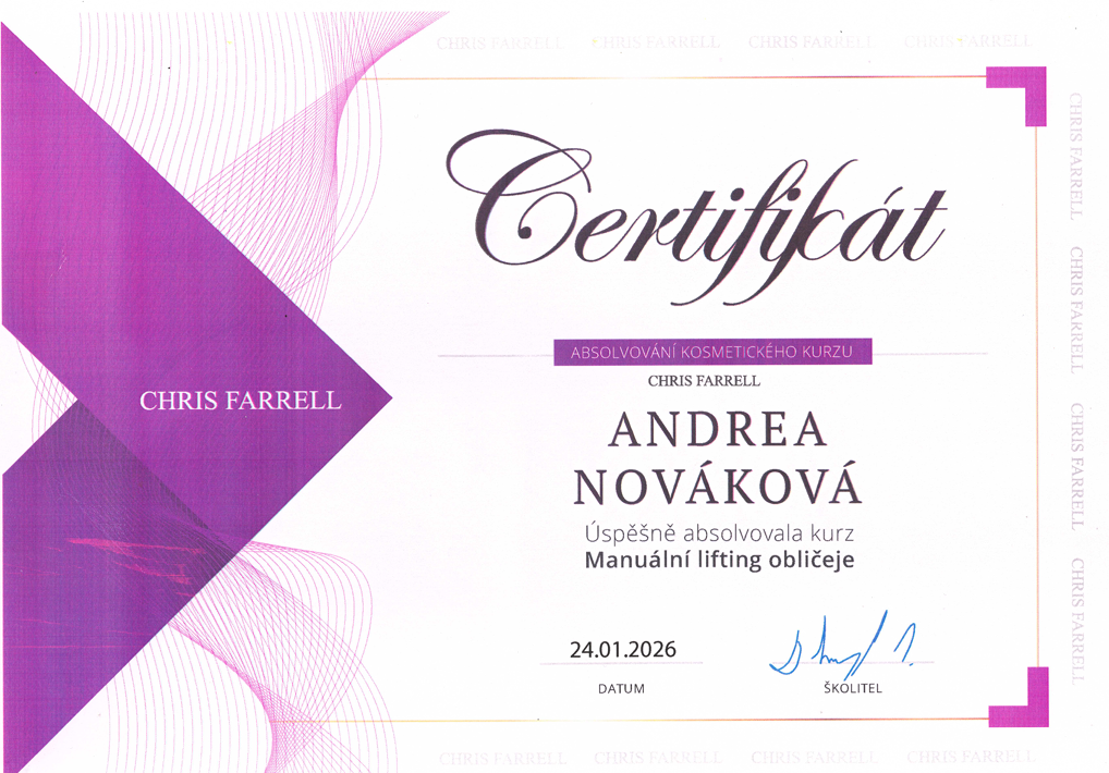 Certifikát Manuální Lifting Obličeje